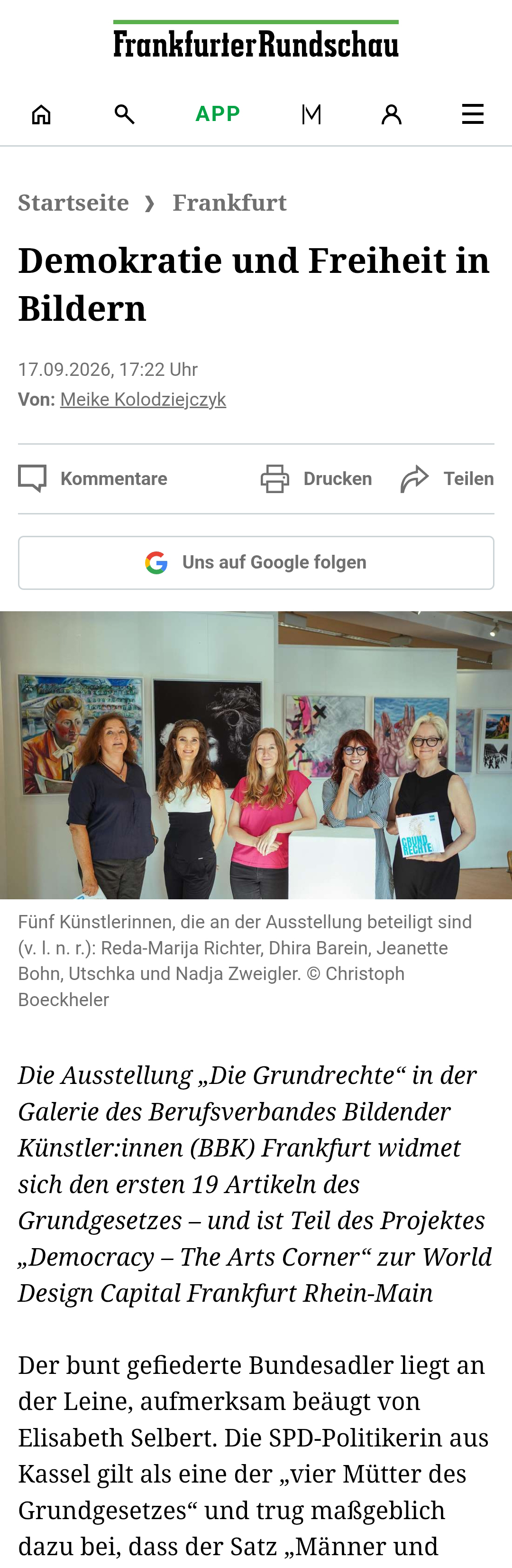 Presseartikel in der Frankfurter Rundschau vom 17.9.2026-online